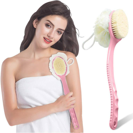 2 IN 1 loofah with handle Bath Brush back scrubber